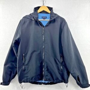 Lands' End Women's Medium Navy Blue Lightweight Jacket with Hood Zip Up Pockets